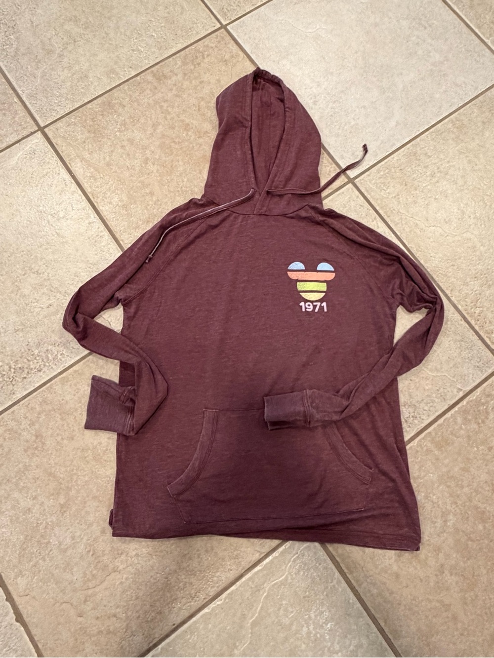 walt disney‎ world classic logo  long sleeve tshirt with hoodie-Unisex size S
